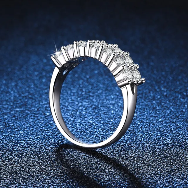 【巴黎精品】莫桑鑽戒指925純銀銀飾(1.4克拉排鑽歐美婚戒女飾品a1cn128)