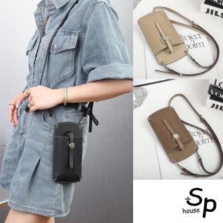 【Sp house】迷你型全真牛皮單肩斜背女用手機包(7色可選)