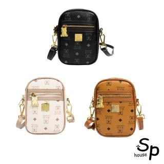 【Sp house】可愛小熊印花單肩斜背女用隨身包(3色可選)