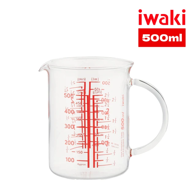 iwaki 日本多刻度耐熱玻璃把手量杯(500ml)