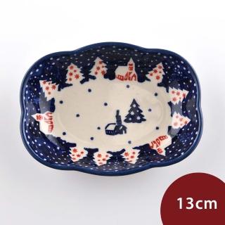 【美學生活】波蘭陶 Manufaktura 波浪橢圓形深盤 陶瓷盤 菜盤 水果盤 13cm 波蘭手工製(靜謐冬夜系列)