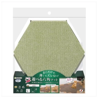【日本SANKO】日本製 六角型 防貓抓止滑 寵物 地墊 地毯 一組7入(可機洗綠色保溫保暖)