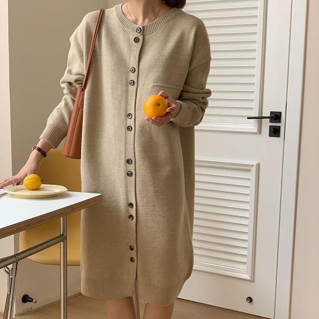 【巴黎精品】現貨+預購 針織洋裝長袖連身裙(立領寬鬆連身女裙子4色a1cv75)