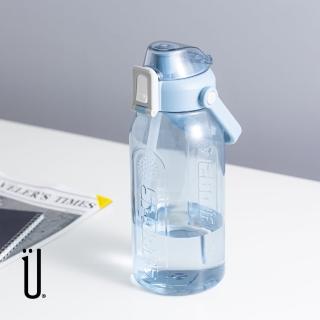 【UdiLife】彈蓋式吸管太空水壺 1500ml-淡漠藍(Tritan 超大容量 彈蓋水壺 運動水壺 透明水壺 SGS檢驗合格)