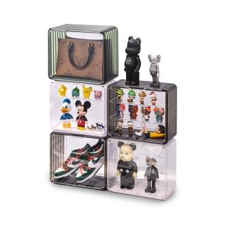 【HM旬木居家】兩入組 大款磁吸式全透明收納盒(公仔收納/包包收納/可拆隔板)