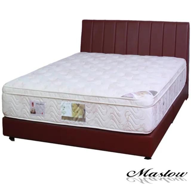 【Maslow】簡約線條暗紅色皮製3.5尺單人床組