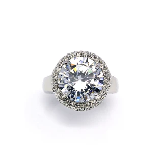【約克精品】圓滿豪華施華洛元素晶鑽包銠金戒指(SGS認證)