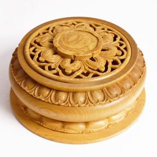 【荒木雕塑藝品】檜木手工雕刻環香爐(豪華版)