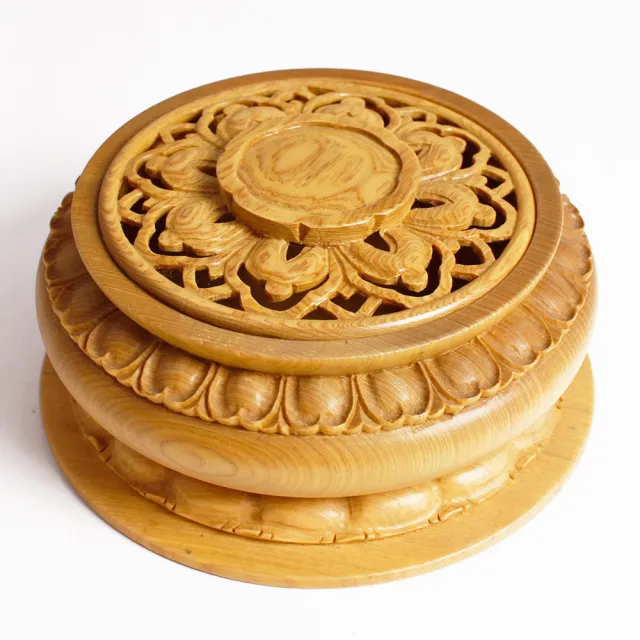 【荒木雕塑藝品】檜木手工雕刻環香爐(豪華版)
