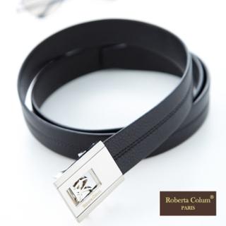 【Roberta Colum】極致紳士品味自動金屬滑扣黑牛皮皮帶