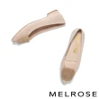 【MELROSE】美樂斯 璀璨時髦晶鑽方釦羊麂皮尖頭低跟鞋(粉)