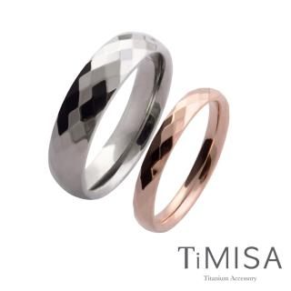 【TiMISA】格緻真愛-寬+細 純鈦對戒(雙色可選)