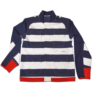 【摩達客】美國LA設計品牌Suvnir藍白橫紋立領外套