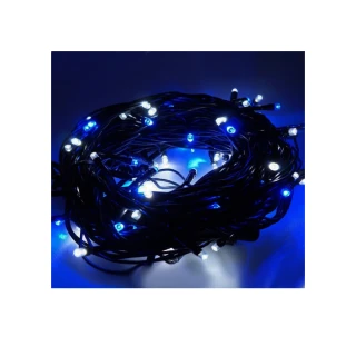 【聖誕裝飾特賣】100燈LED燈串聖誕燈 藍白光黑線(附控制器跳機 高亮度又省電)