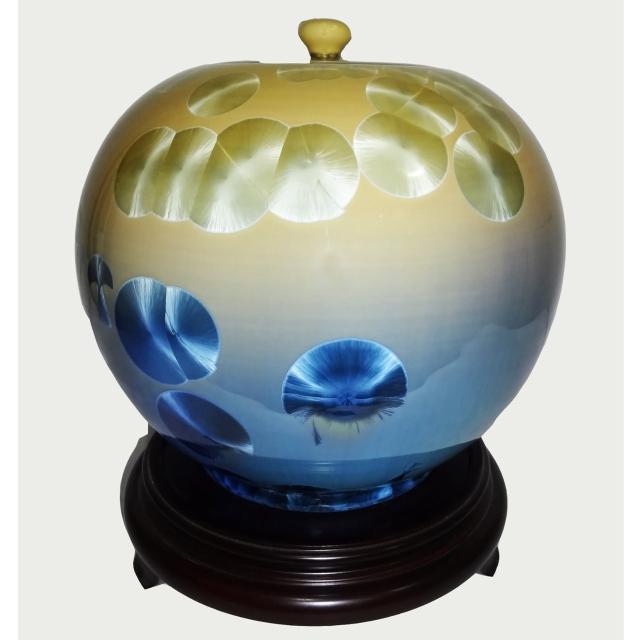 【開運陶源】彭文雄-結晶釉聚寶盆 圓滿甕 聚寶罐(8 inch)