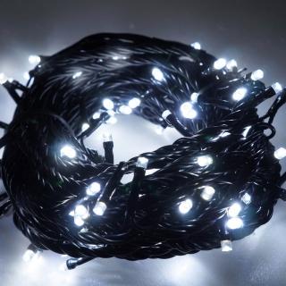 【摩達客-聖誕裝飾特賣】100燈LED燈串聖誕燈-白光黑線(附控制器跳機/高亮度又省電/本島免運)