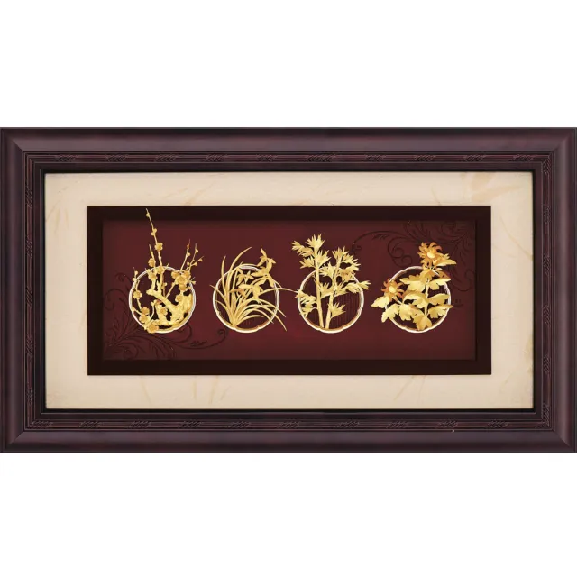 【開運陶源】純金金箔畫 -四君子/ 梅蘭竹菊(賜喜系列 69x40cm)