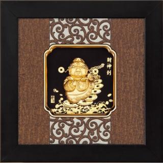 【開運陶源】純金金箔畫 -Q版財神到(小 古典中國風系列 24x24cm)