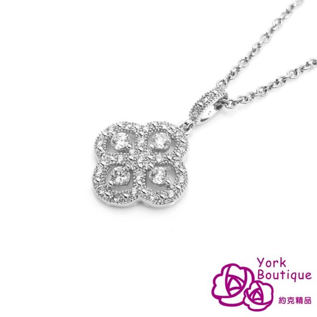 【約克精品】春之花方晶鋯石包銠金項鍊