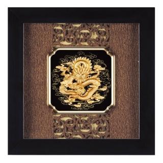 【開運陶源】純金金箔畫 -祥龍獻瑞(小 古典中國風系列 24x24cm)