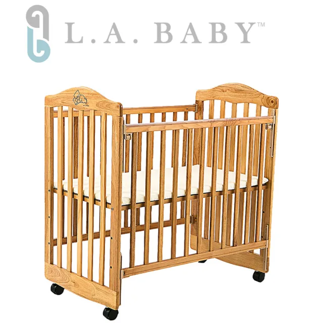 【L.A. Baby】蒙特維爾美夢熊小床嬰兒床/實木/原木床(原木色  適用小家庭)