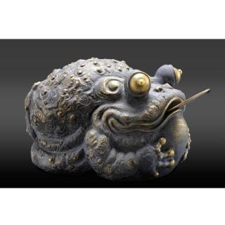 【開運陶源】羅廣維 - 招財進寶 旺福金蟾(青鬥石 招財咬錢蟾蜍)