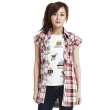 【BOBSON】女款經典格紋短袖襯衫(紅白格22129-13)