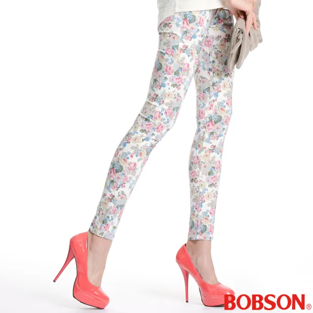 【BOBSON】女款印花強彈力緊身褲(8094-80)