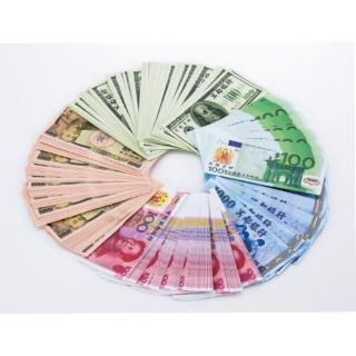 【金發財金紙】冥國五合一幣-含臺幣人民幣歐元日幣美金 -5入組(金紙-冥界財富系列)
