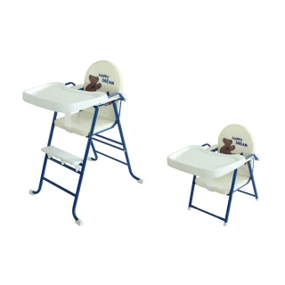 【美國 L.A. Baby】折疊式高低可調兩用嬰兒餐椅/兒童餐椅(6個月-5歲皆適用-海軍藍)