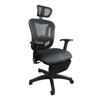 【LOGIS】奧奇置腳台網背透氣人體工學辦公椅(電腦椅 事務椅)