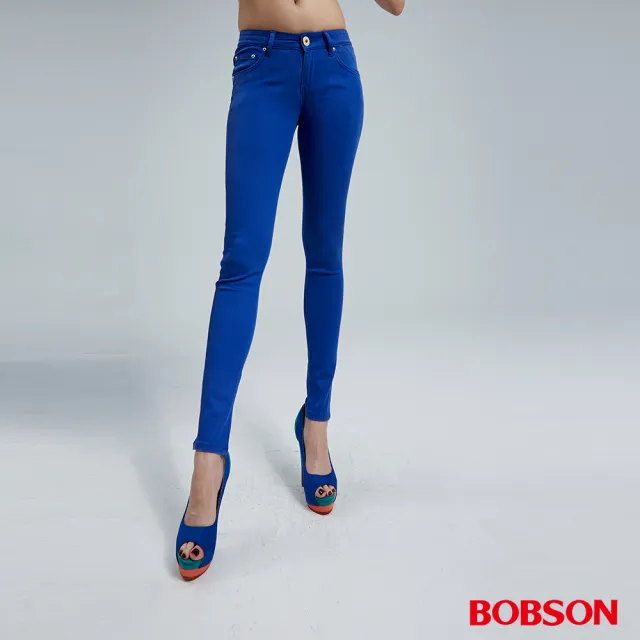 【BOBSON】女款天絲棉超彈緊身褲(藍8073-50)