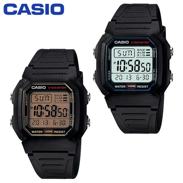 【CASIO 卡西歐 電子錶系列】當兵/學生指定款/防水100米/LED照明(W-800H W-800HG)