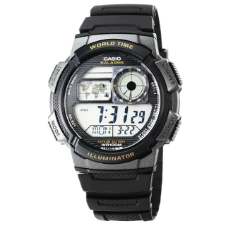 【CASIO】日系卡西歐多時區鬧鈴電子錶-黑(AE-1000W-1A 公司貨全配盒裝)