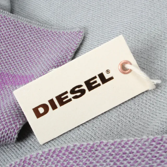 【DIESEL】經典龐克頭LOGO素面針織休閒圍巾(灰色)