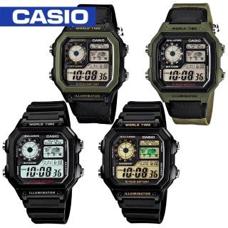 【CASIO 卡西歐】方形世界時間地圖中性錶(AE-1200WH/AE-1200WHB)