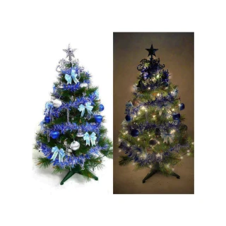 【摩達客】超級幸福15尺/15呎 450cm 一般型裝飾綠聖誕樹(含藍銀色系配件/含100燈LED燈9串/附控制器跳機)