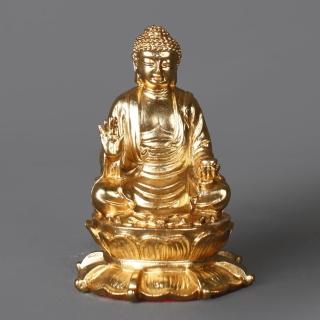 【MU LIFE 荒木雕塑藝品】高9公分 鍍銅金藥師佛