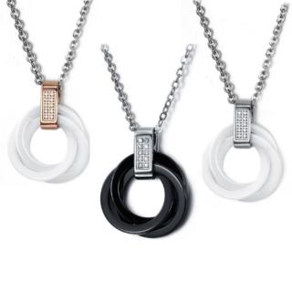 【I.Dear Jewelry】獨特魅力-西德鋼-三環陶瓷鈦鋼項鍊(3色)