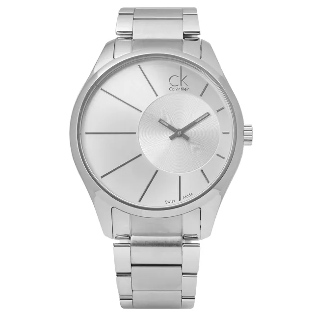 【Calvin Klein】都會紳士放射狀視覺不鏽鋼手錶 銀色 43mm(K0S21109)