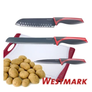 【德國WESTMARK】廚房3入刀具組(水果刀+麵包刀+日式氣孔刀)