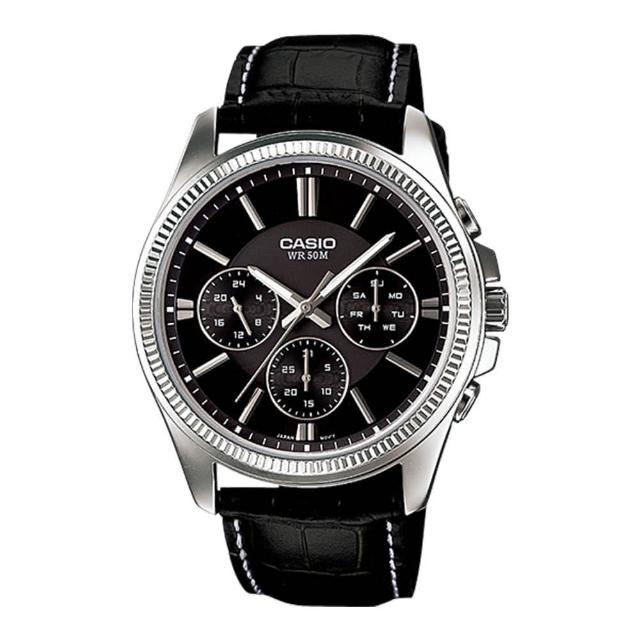 【CASIO 卡西歐】送禮首選-三眼經典紳士男錶(MTP-1375L)