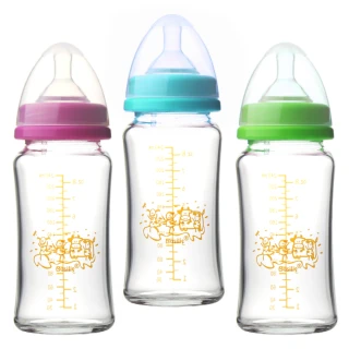 【貝喜力克】防脹氣高耐熱寬口徑玻璃奶瓶組(4大2小)