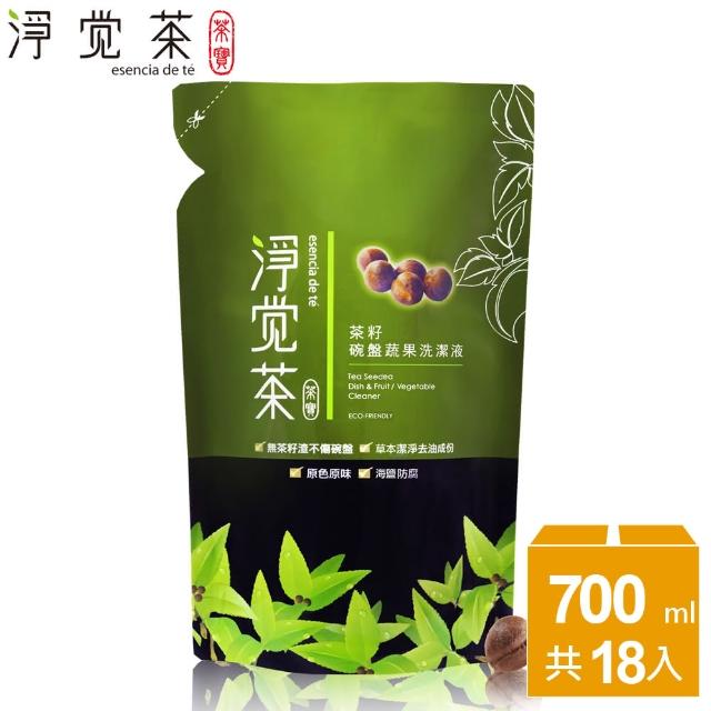 【茶寶】淨覺茶 茶籽碗盤蔬果洗潔液補充包700ml18入箱購