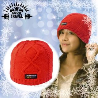 【SNOW TRAVEL】3M Thinsulate高階素面麻花保暖羊毛帽.毛線帽/適零下20度(紅)