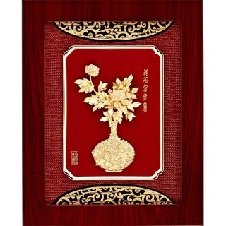 【開運陶源】中秋節送禮 純金金箔畫- 牡丹/花開富貴(平安系列 27x34cm)