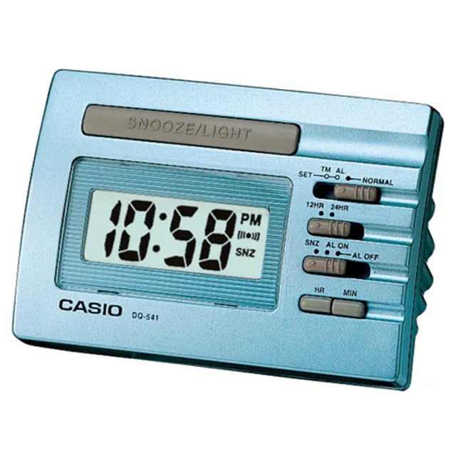 【CASIO 卡西歐】數位電子鬧鐘(藍-DQ-541D-2RDF)