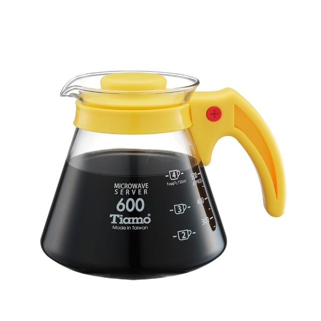 Tiamo 塑膠把手款耐熱玻璃壺600cc-黃色 HG2295Y