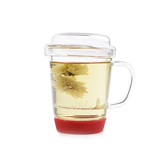 【SC life】三件式玻璃泡茶杯(紅色)