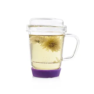 【SC life】三件式玻璃泡茶杯(紫色)